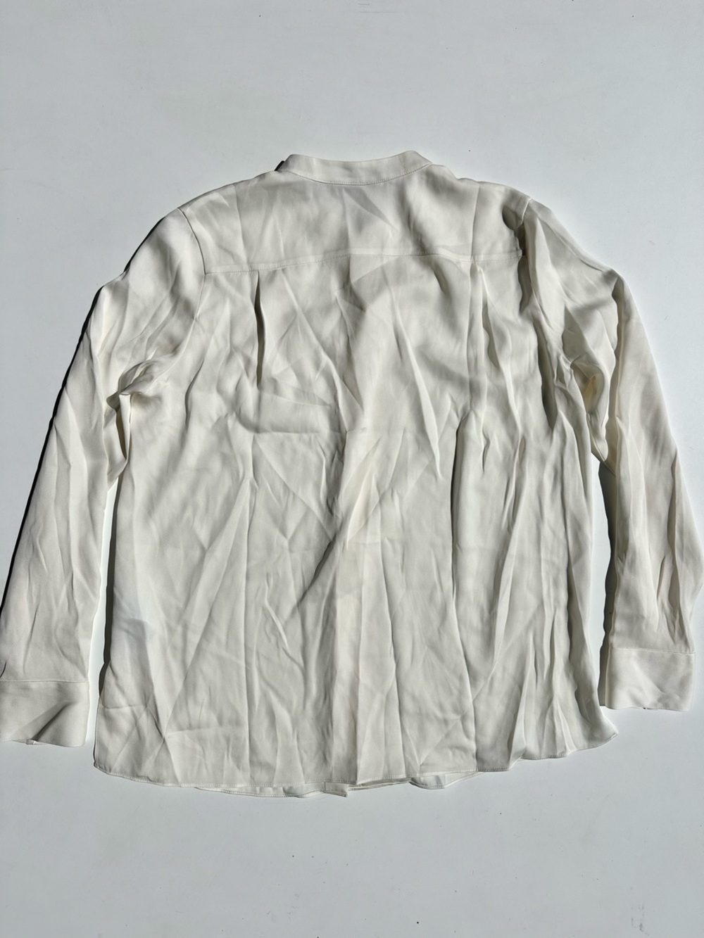 Vince Silk Satin (Stretch Washable) Mandarin Band Collar Blouse Ivory Cream, XXS - Picture 9 of 15